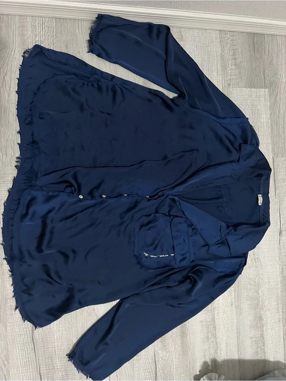 Free People Silky Navy Satin Pajama Top - Women's Intimates